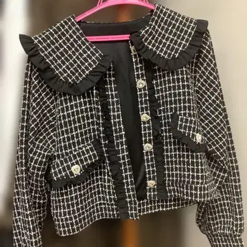 프릴 달린 체크 무늬 자켓 LL-3L