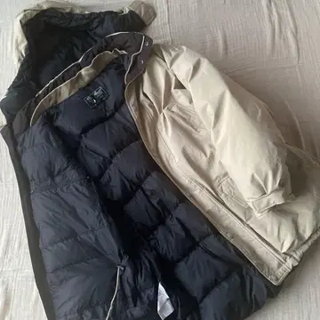 Eddie Bauer 구스 다운 자켓 블랙 x 라이트 베이지