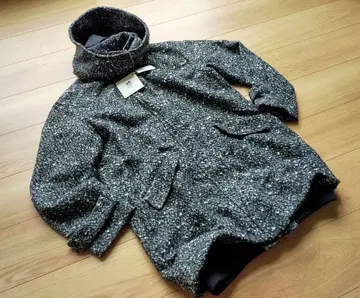 새상품 SLY 슬라이 트위드풍 멋진 블루종 코트 후드 부착 아우터 M