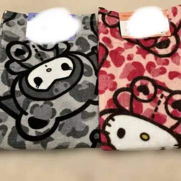키티 쿠로미 인형옷 페이스 타월 각 1장씩 레오파드 무늬 아베일