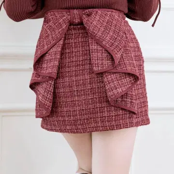 [ 완판템 ] OLIVE des OLIVE 백리본 트위드 스커트 보르도