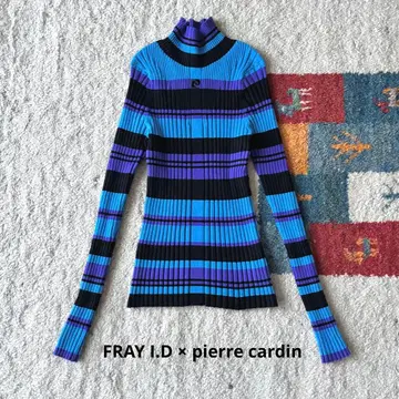 프레이 아이디 x 피에르 가르뎅 보더 리브 하이넥 니트 로고 자수