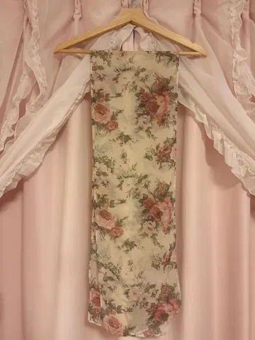 레어 vintage 꽃무늬 쉬폰 롱 스카프, 하나뿐인 아이템