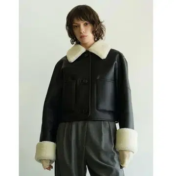 CLANE 클라네 비건 레더 보아 쇼트 재킷