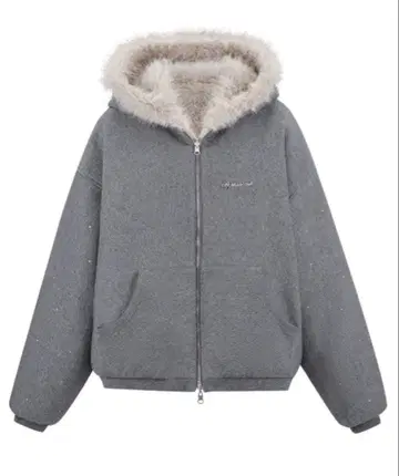andwang kirakira 2way fur zip up gray