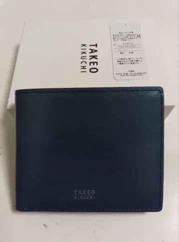 다케오 키쿠치 접이식 지갑 네이비 미사용 새상품 박스 포함