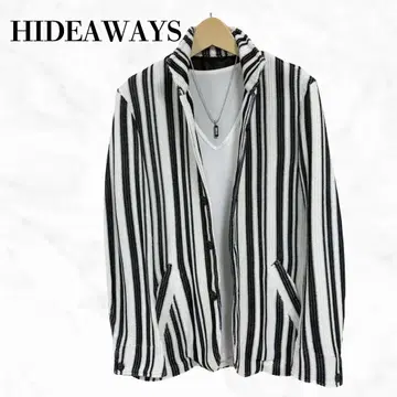 HIDEAWAYS 스트라이프 자켓 테일러드 자켓 스탠칼라
