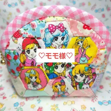 쇼와 레트로 꽃 헥사곤 패치워크 미니 파우치