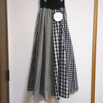 Monile 모니레 깅엄 체크 롱 스커트