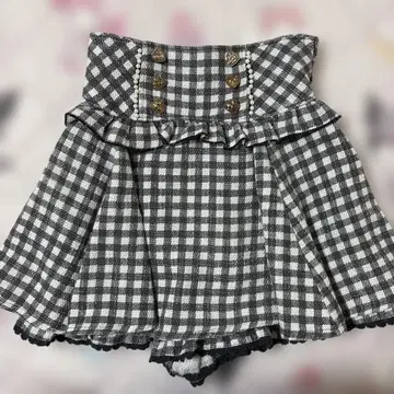 깅엄 체크 서스펜더 치마바지