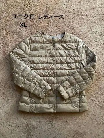유니클로 울트라 라이트 다운 노카라 이너 다운 XL 베이지
