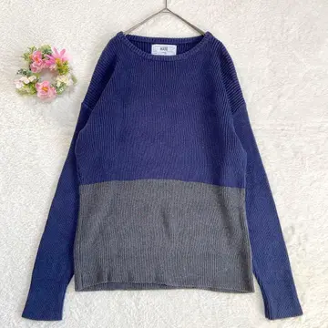 고품질 [ HARE ] 남성용 바이컬러 리브 스웨터 니트 S 코튼