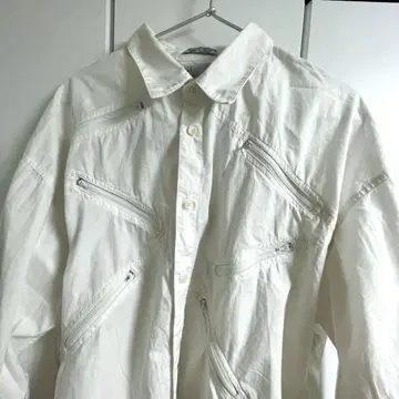 GOOUCH 지퍼 디자인 화이트 셔츠 구제 의류