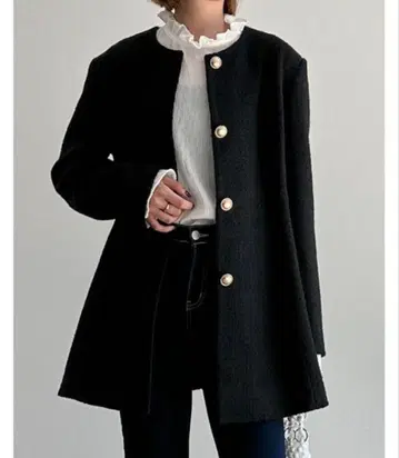 리디 트위드 노카라 자켓