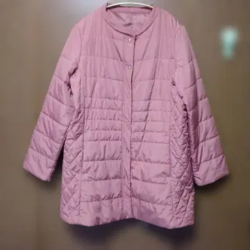 로즈 핑크 퀼팅 자켓 긴팔 미디 기장, 여성용 L