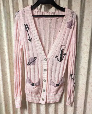 자수 니트 가디건 펑크 그런지 y2k 헤이세이 갸루