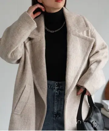 sakishimatokyo 미들 기장 샤기 피 코트