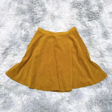 INED 15 스커트 플레어 무지 머스타드 출퇴근 인조 가죽 이네드