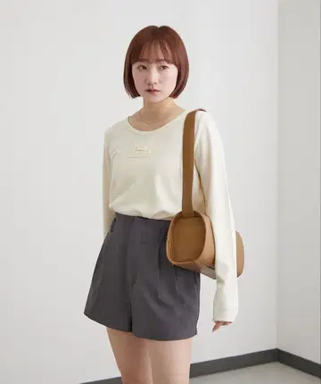 택 포함 미사용 새상품 mline 로고 포인트 리브 티셔츠