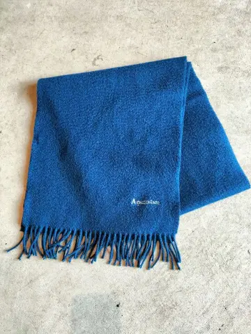 새상품급 Aquascutum 캐시미어 100% 머플러 로고 자수 블루