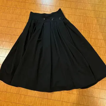 블랙 플리츠 스커트 모 100%