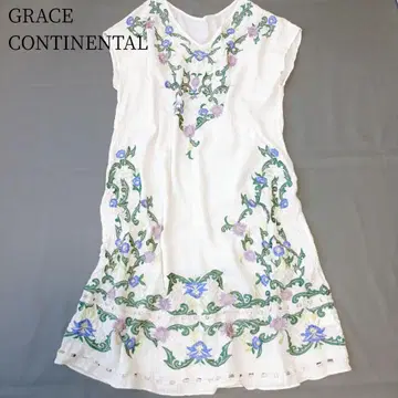[ 그레이스 콘티넨탈 ] 플라워 컷워크 원피스 꽃무늬 자수 린넨 면