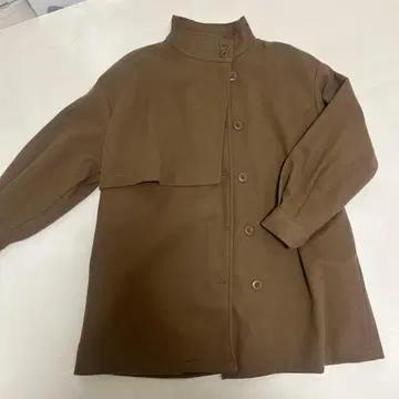 브라운 스탠드 카라 오버 사이즈 코트
