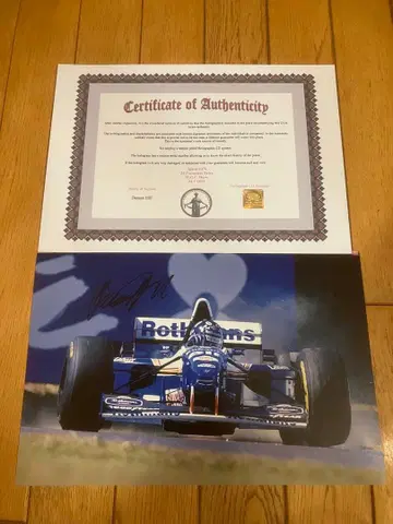 데몬 힐 윌리엄 르노 친필 사인 인증서 포함 1995 FW17