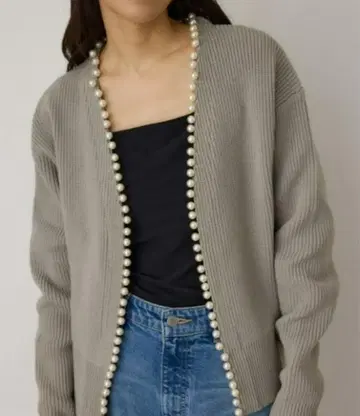 crie conforto 펄 트리밍 가디건