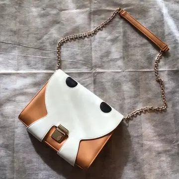 cune 숄더백 체인 가죽 카멜