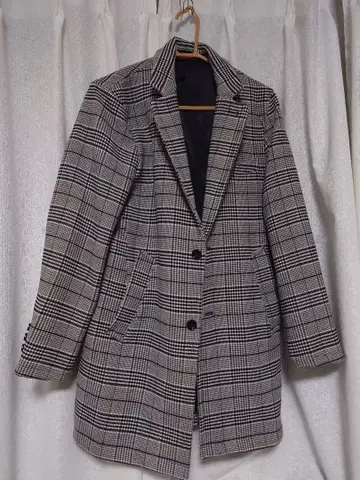 BEAMS HRART 체크 무늬 싱글 브레스 체스터 코트