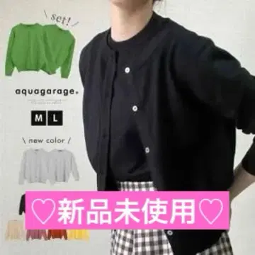 [ 새상품 ] 아쿠아 가레지 앙상블 니트 가디건 8분 소매 블랙