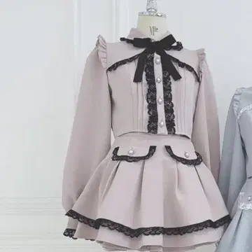 허니시나몬 허니 시나몬 레이스 프릴 셋업 핑크