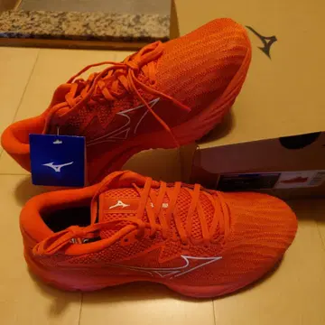 MIZUNO 웨이브 라이더 27 레드 x 화이트 남성용 러닝화