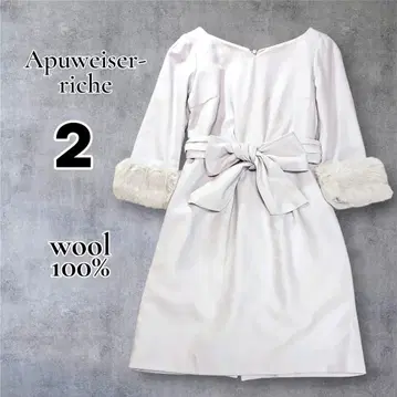앱와이어 리셰 원피스 소매 퍼 7부 소매 울 100% 리본