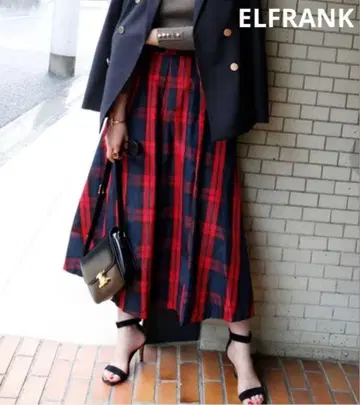 ELFRANK 체크 무늬 플레어 스커트