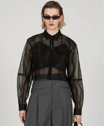 프랭크 프로젝트 뷔스티에 레이어드 메쉬 셔츠 블랙