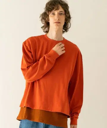 Name. x HAMNETT 별주 레이어드 맨투맨 오렌지 사이즈1
