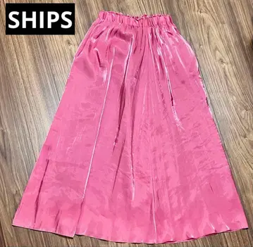 핑크 플레어 스커트 새틴 SHIPS 쉽스 프리 사이즈 밴딩