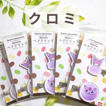 [새상품] 산리오 캐릭터즈 쿠로미 마카롱 헤어 클립 5세트
