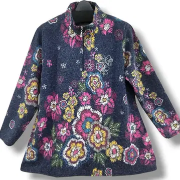 집업 꽃무늬 플라워 튜닉 상의 풀오버 레오나르풍