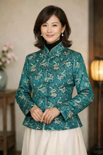 에메랄드 그린 차이나 자켓