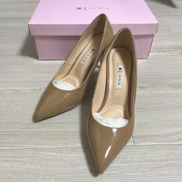 [ DIANA ] 핑크 베이지 에나멜 22.5 펌프스 다이애나 박스 포함