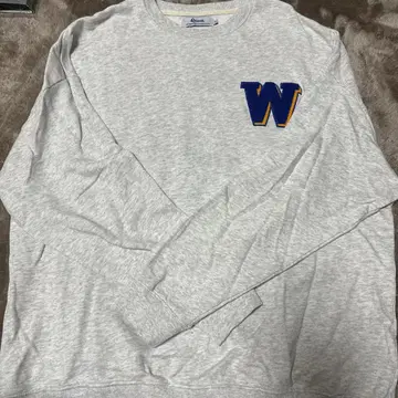 자수 패치 부착 그레이 스웨트 셔츠