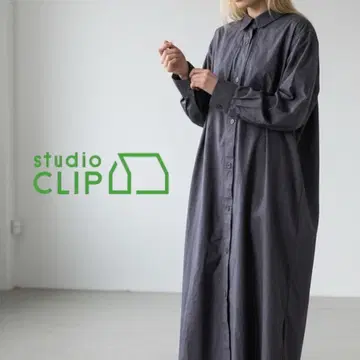 596네@ studio CLIP 롱 원피스 블루 그레이