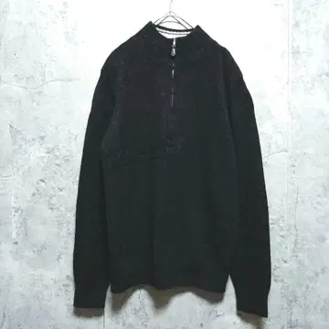 새상품급 23구 HOMME 하프 지퍼 니트 울 100% 모크넥 네이비 S