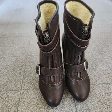 긴자 카네마츠 부츠 가죽 내 보아 벨트 장식 22cm 브라운 075