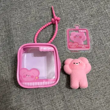 wasabi bear Pinksabi Bear 파우치와 봉제 인형 세트