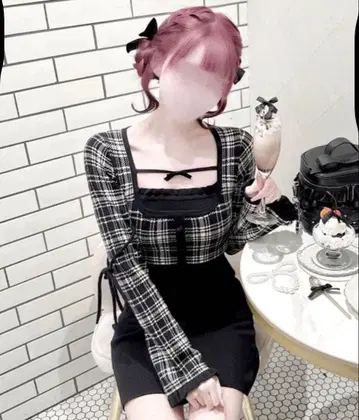 허니뮤우 체크 리본 도킹 원피스 HONEY MEW