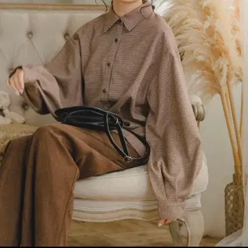 amr. 암르 간클럽 체크 빅 셔츠 브라운